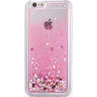 Pouzdro Heart liquid glitter hard Apple iPhone 7 Plus/8 Plus růžové