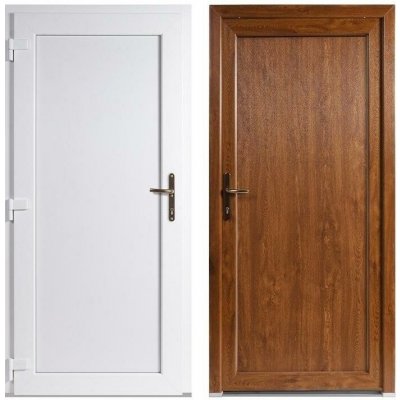 OknaDvereNaMiru.cz Vchodové plastové dveře Emily plné zlatý dub / bílá levé otevírání dovnitř 98 x 198 cm – Sleviste.cz