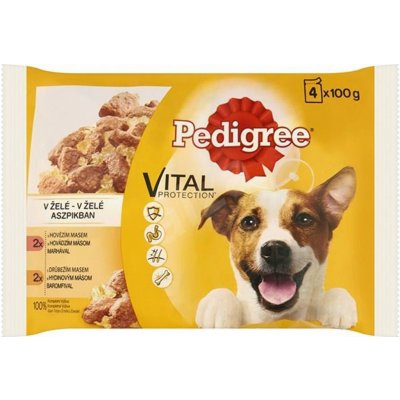 Pedigree zvěřina s mrkvi & kuřecí s jehněčím v želé 4 x 100 g