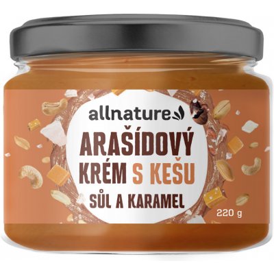 ALLNATURE Arašídový krém s kešu, solí a karamelem 220 g – Zboží Mobilmania