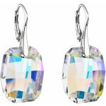 Swarovski Elements Graphic krystal 19 mm Stříbrné náušnice visací bílé duhové zkosené obdélníky 31297.2 – Hledejceny.cz