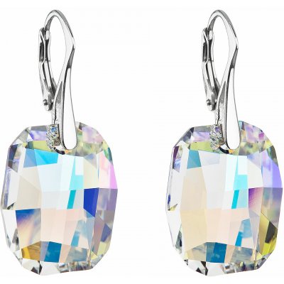 Swarovski Elements Graphic krystal 19 mm Stříbrné náušnice visací bílé duhové zkosené obdélníky 31297.2 – Hledejceny.cz