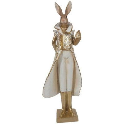 Clayre & Eef Bílo zlatá dekorace zaječí elegán v kabátku 11*8*33 cm – Hledejceny.cz