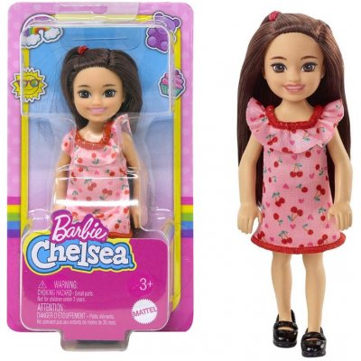 Barbie Club Chelsea Mini Girl Doll Brunette Wearing Ruffled CherryPrint  Dress And Black Shoes od 178 Kč - Heureka.cz