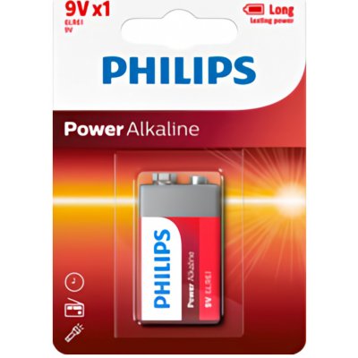 PHILIPS Power Alkaline 9V 1ks 6LR61P1B/10 – Zboží Mobilmania