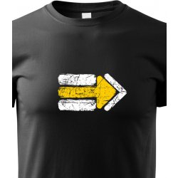 Canvas dětské tričko Turistická šipka žlutá, černá