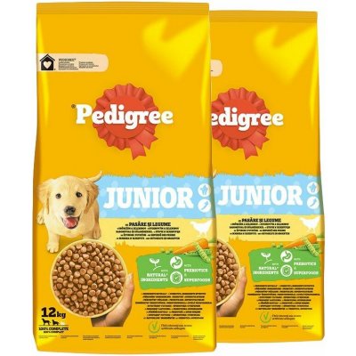Pedigree Junior s drůbežím masem a zeleninou 2 x 12 kg – Hledejceny.cz