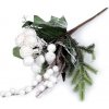 Květina Umělá větvička bobule s glitry 25 cm - bílá