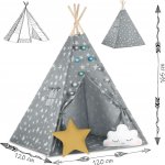 Nukido 740120 Dětské teepee se světýlky šedé s hvězdičkami – Sleviste.cz