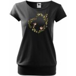 MALFINI Tričko City s motivem Ptáčci v srdíčku NakupTextil černá – Zboží Dáma