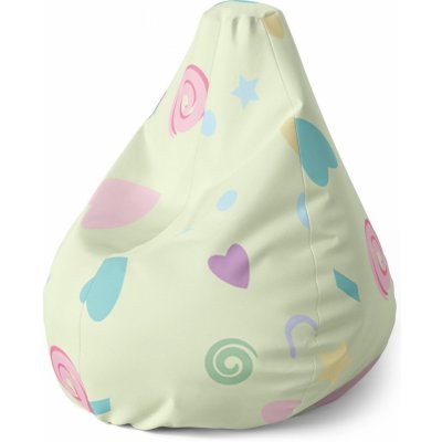 Sablio sedací vak Pear srdíčka a spirály XL 140 x 100 x 25 cm – Sleviste.cz