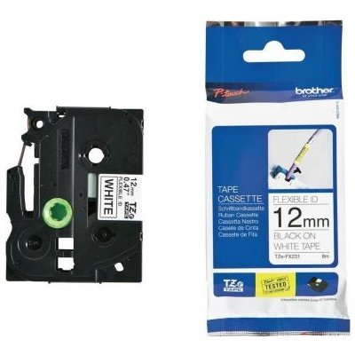 BROTHER TZe-FX231 bílá / černá 12 mm s flexibilní páskou (TZEFX231) – Zboží Živě