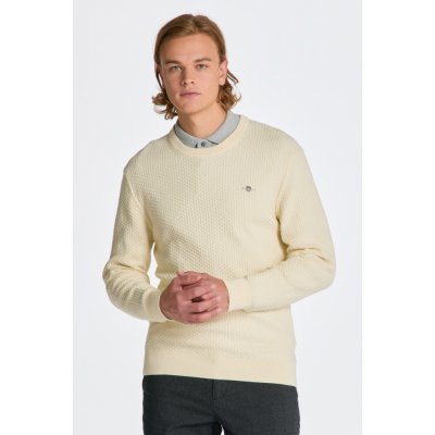 Gant Cotton Texture C-neck bílá – Zboží Mobilmania