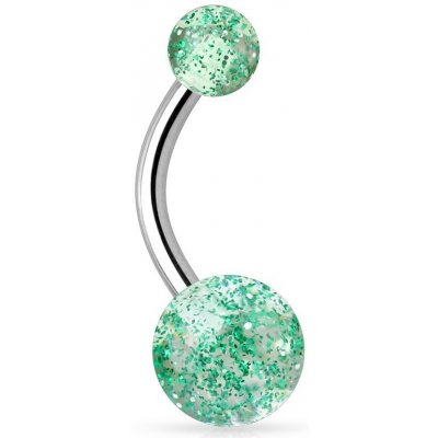 Šperky4U piercing do pupíku banánek se třpytkami BA01044-G