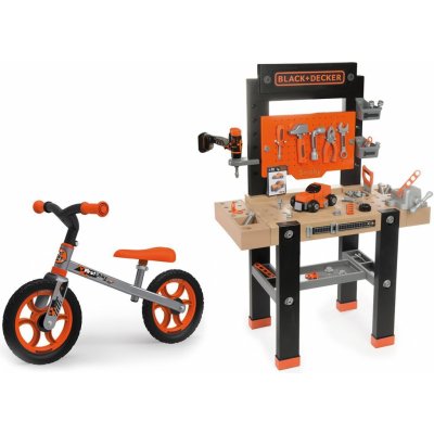 Smoby pracovní dílna Black+Decker a odrážedlo First Bike – Hledejceny.cz