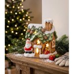 MagicHome Dekorace Vánoce domeček se Santou LED terakota 10x8,3x12,2 cm – Hledejceny.cz