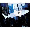 Malování podle čísla zuty žralok v kubismu 80 x 100 cm vypnuté plátno na rám