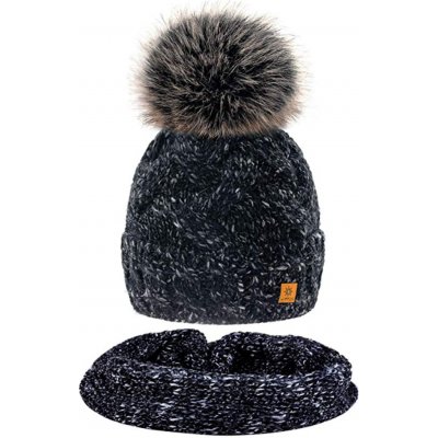 Fashionweek Luxusní zimní set čepice a komín WOOL-GAJA Černá – Hledejceny.cz