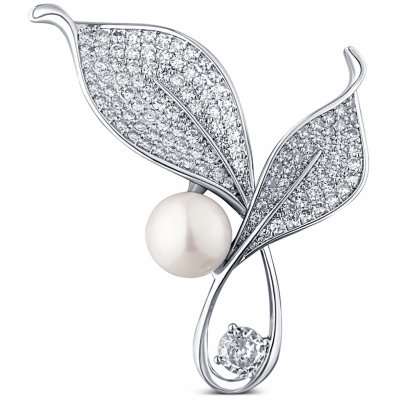 JwL Luxury Pearls perlová brož s krystaly Lístky 2v1 JL0818 – Zbozi.Blesk.cz