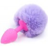 Anální kolík AfterDark Butt Plug with Pompon Pink/Purple Size S