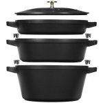 Staub Cocotte Sada 3v1: litinový hrnec, kastrol a pánev s poklicí, Ø 24 cm, černá1010886 – Zboží Mobilmania