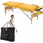 Melko Masážní stůl Melko 3 zónová terapeutická lavice skládací kosmetický dřevěný rám žlutý