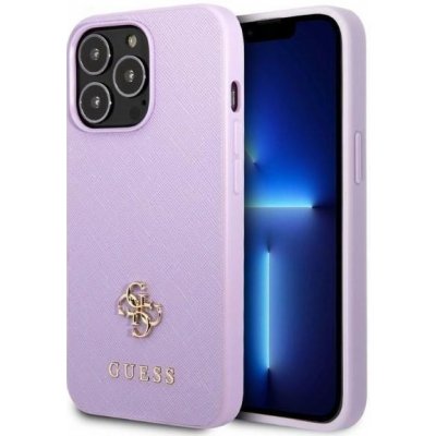 Pouzdro Guess iPhone 13 Pro / 13 Saffiano 4G malé kovové logo fialové – Zbozi.Blesk.cz