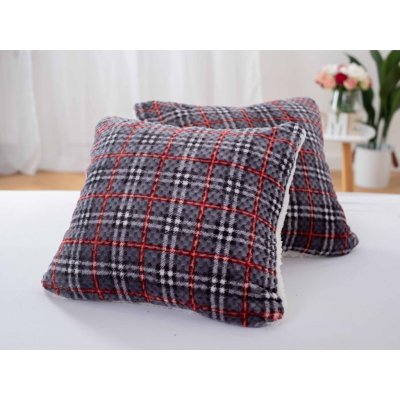 MKLuzkoviny.cz Beránkový mikroplyš Káro červené 2 ks 45 x 45 cm – Sleviste.cz