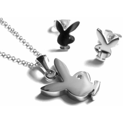 Steel Jewelry set náhrdelník a náušnice playboy z chirurgické oceli SET140305 – Zboží Mobilmania