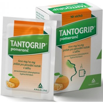 TANTOGRIP POMERANČ POR 600MG/10MG POR PLV SOL SCC 10