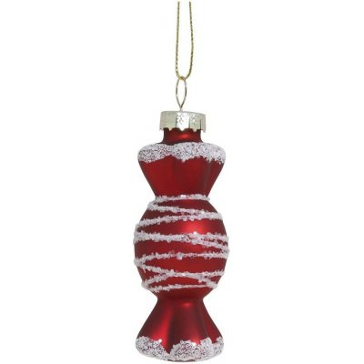Červenobílá skleněná vánoční ozdoba bonbón Ø 3,5*8,5cm Chic Antique – Hledejceny.cz