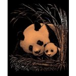 Mědený škrabací obrázek Panda s mládětem – Zboží Mobilmania