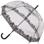 Blooming Brollies Clear Dome Stick with Black Lace Effect deštník dámský holový průhledný – Zboží Mobilmania