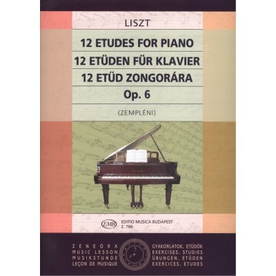 Liszt 12 Etudes for Piano Op.6 / 12 přednesových etud pro středně a více pokročilé klavíristy