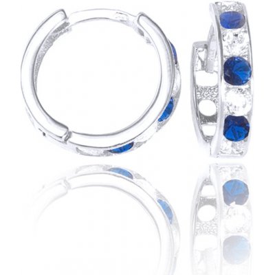 Gemmax Jewelry Dívčí kroužky z bílého zlata čirý a tmavě modrý kámen GLEWT1601 – Zbozi.Blesk.cz