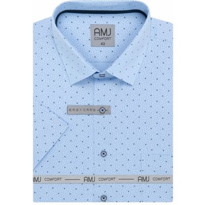AMJ košile slim fit s krátkým rukávem se vzorem modrá – Zboží Mobilmania