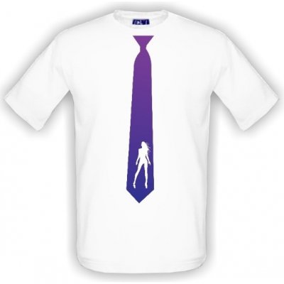 Tričko s potiskem Fialová kravata s dívkou pánské Bílá – Zboží Mobilmania