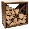 Dřevník Blumfeldt Firebowl Kindlewood S Rust, stojan na dřevo, lavička, 57 × 56 × 36 cm, bambus, zinek