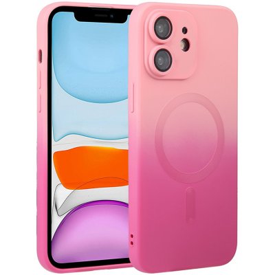 Pouzdro AppleMix Apple iPhone 11 - podpora MagSafe - barevné přechod - ochrana kamery - gumové - růžové – Zboží Mobilmania