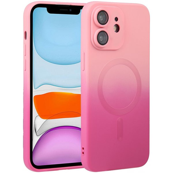 Pouzdro a kryt na mobilní telefon Pouzdro AppleMix Apple iPhone 11 - podpora MagSafe - barevné přechod - ochrana kamery - gumové - růžové