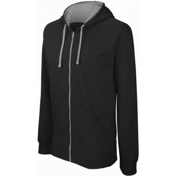 Kariban Mikina Contrast Hooded Sweatshirt K466 s kapucí 1TE-K466-Black/Fine Grey-M Černo-šedá