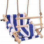 Greatstore houpačka pro batolata s bezpečnostním pásem bavlna dřevo modrá – Zboží Dáma