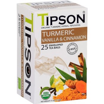 Tipson BIO bylinný čaj s kurkumou vanilkou a skořicí ze Srí Lanky porcovaný 37.5 g