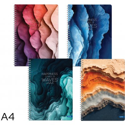 LASTVA Blok spirála A4 Waves linka mix 80 listů – Sleviste.cz