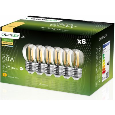 Lumiled 6x LED žárovka E27 kulička 7W = 60W 3000K