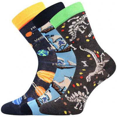 Boma Voxx Obrázkové ponožky Mix A 3 páry planety lodě dinosauři – Zboží Mobilmania