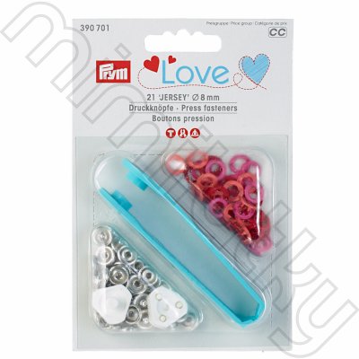 Knoflík stiskací JERSEY 8 mm PRYM LOVE - růžové, oranžové, červené – Zboží Dáma