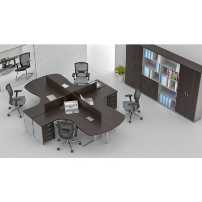 NABYTEK-DESIGNOVY.CZ - ZEP 4.12P 07 Sestava kancelářského nábytku Komfort 4.12 kaštan/šedá – Zboží Dáma