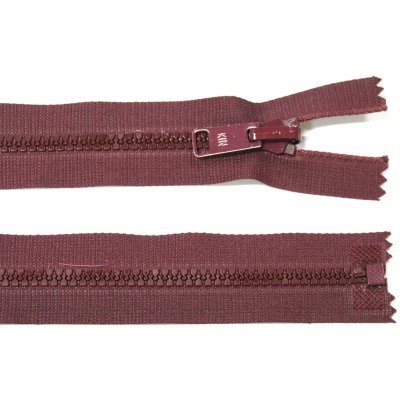 KOH-I-NOOR Kostěný zip no.5 rozepínací 45cm vínový červený bundový s překlápěcím jezdcem – Hledejceny.cz