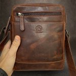 Pánská hnědá kožená Crossbody taška přes rameno M z pravé kůže – Zboží Dáma